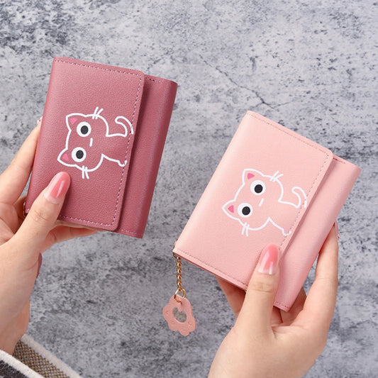 2024 New Women Wallet Cute Cat Short Wallet Leather Small Coin Purse Girls Money Bag Card Holder Ladies Female Hasp Wallet