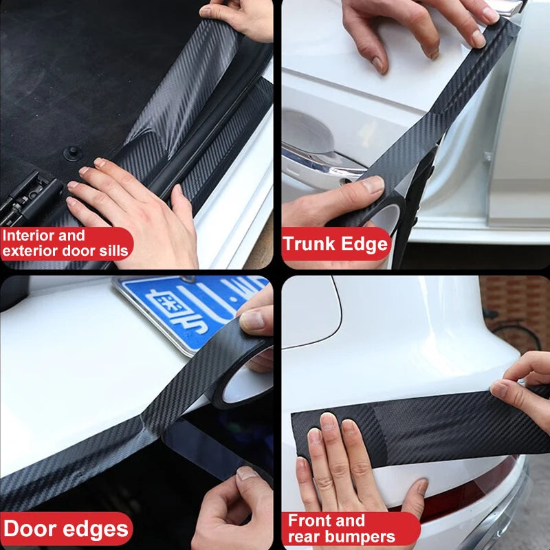Tejesa 3D Carbon Fiber Car Threshold Protection Waterproof Anti Scratch Black Nano Sticker for Car Body DIY Automotive Protective Film