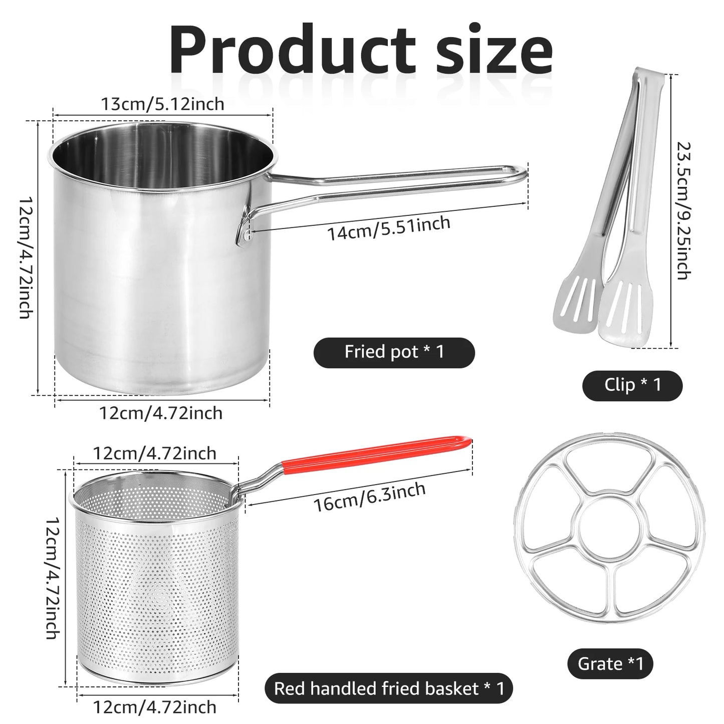Tejesa Deep Frying Pot Stainless Steel Deep Fryer with Strainer Basket for Kitchen Dining Room Camping Picnic Fried Chicken Food Pan