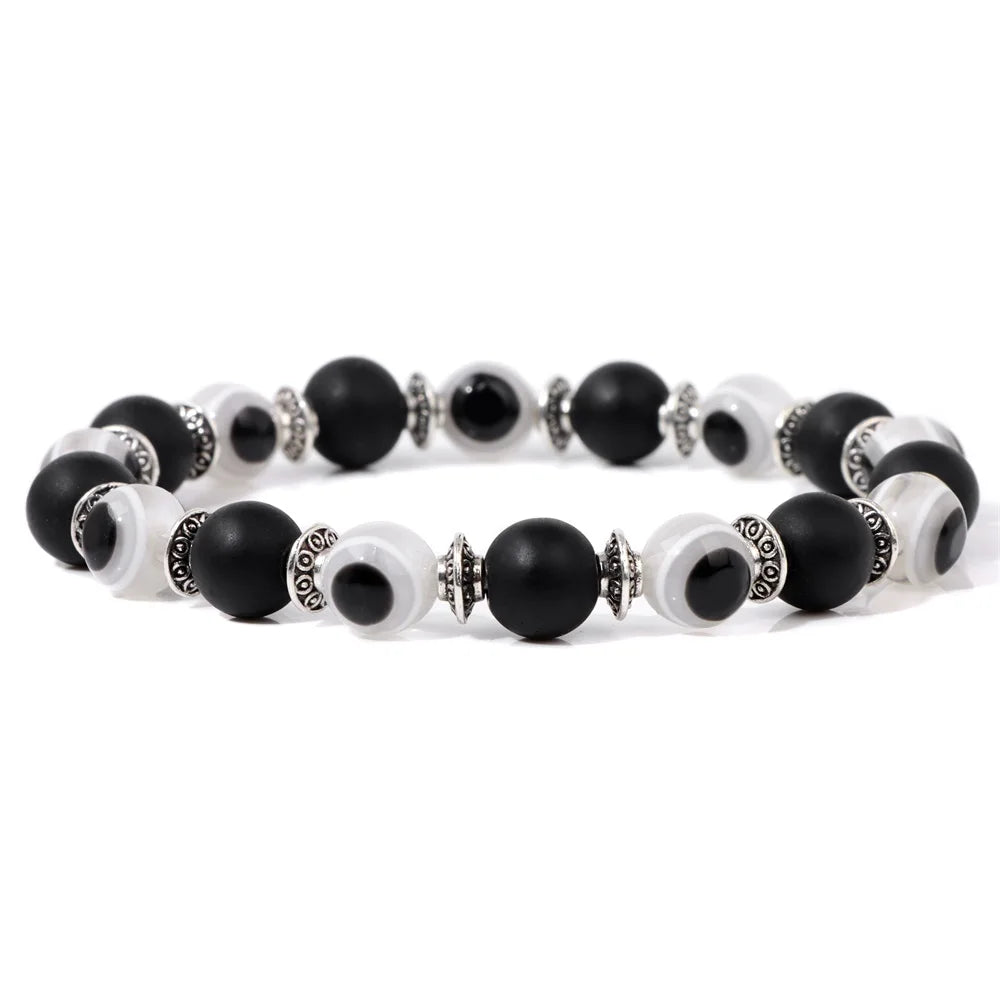 Tejesa Turkey Evil Eye Bracelet Lucky 8mm Colorful Beaded Bracelets For Women Men Blue Eye Aesthetic Handmade Bangle Friendship Jewelry
