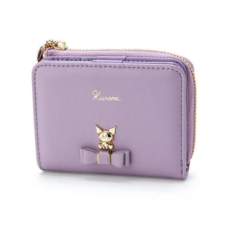 Fashion Sanrio Women Coin Purse Cute Cartoon My Melody Kuromi Cinnamoroll PU Leather Short Wallet Casual Zipper Card Holder