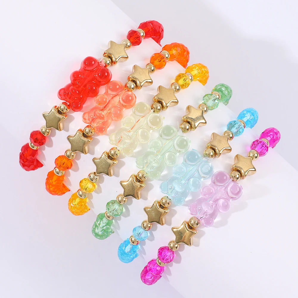 Makersland 6Pcs/set Bear Bracelet for Women Fashion Jewelry for Ladies Girls Gifts Bohemia Multi Layer Beads Bracelet Women