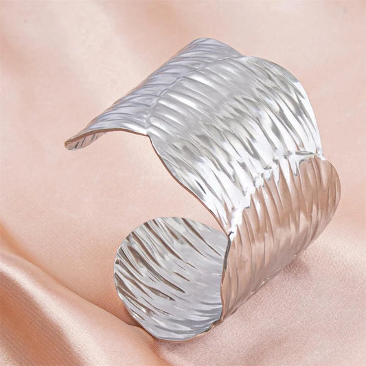Stainless Steel Wide Foliage Bangle Bracelet For Women Men Vintage Hollow Wide Bracelet Women Aesthetic Jewelry Christmas Gift