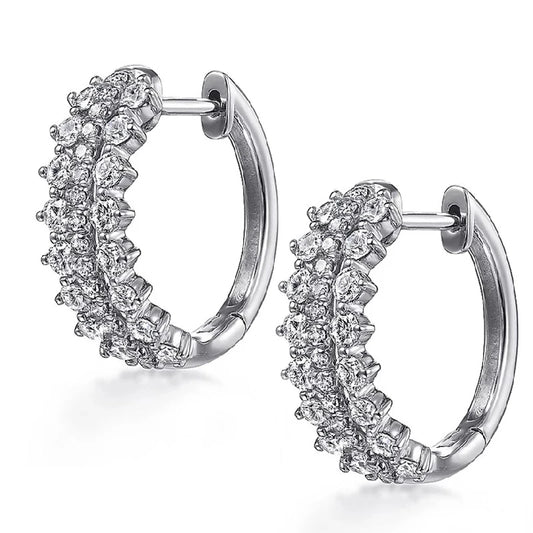 Huitan 2023 Trend Women Hoop Earrings with Crystal Cubic Zirconia Fashion Lady's Ear Accessories Wedding Party Statement Jewelry