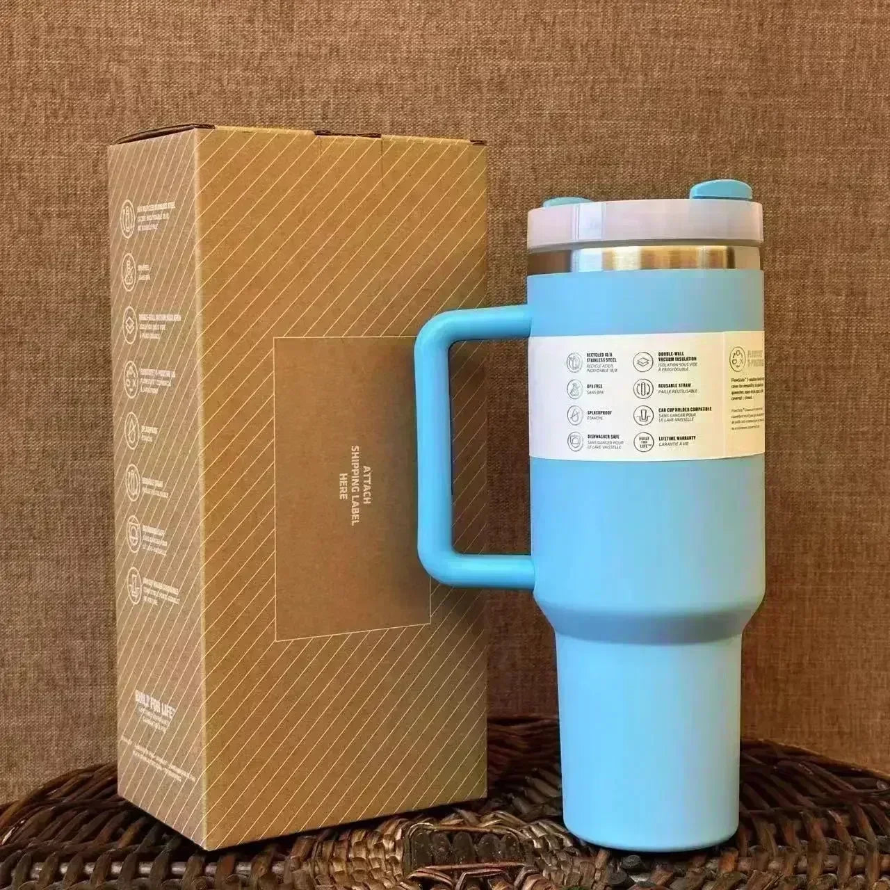 Hemasa 40oz Tumbler FlowState Straw Lid Stainless Steel Vacuum Insulated Car Mug /Double Wall Thermal Iced Travel Cup bottle
