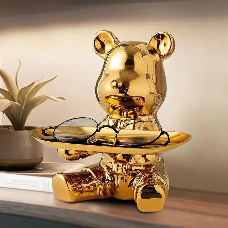Hemasa  Entrance Key Storage Ornament  Cartoon Plating Violent Bear Tray Desktop Ornament Living Room TV Cabinet Home Decoration