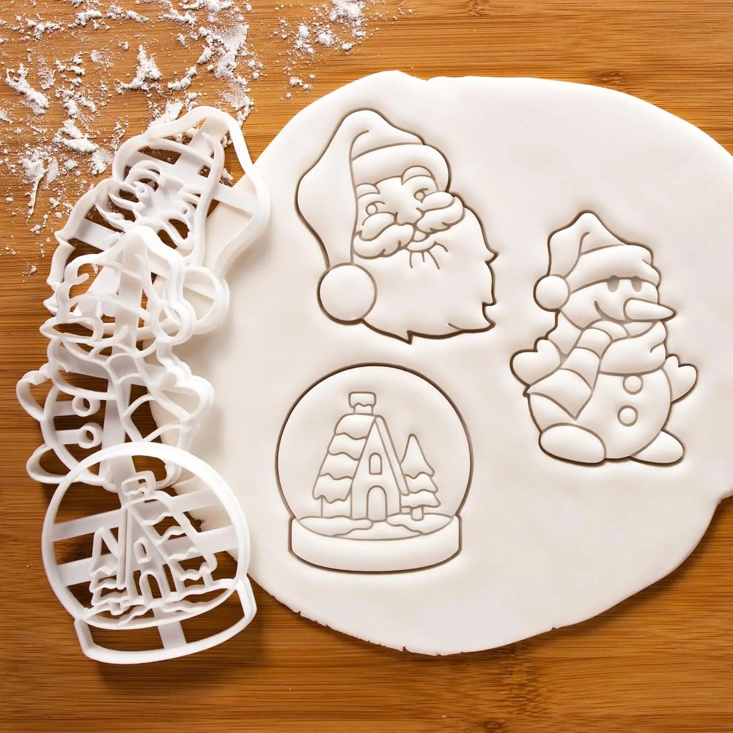 Christmas Gingerbread Cookie Cutters DIY Snowflake Santa 3D Plastic Biscuit Mold Stamp Fondant Pastry Cartoon Baking Supplies