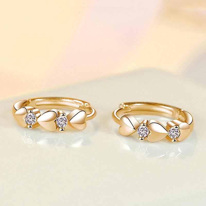 Huitan Cute Heart Small Hoop Earrings Women 3 Metal Colors Trendy Girls Ear Circle Earrings Fancy Accessories Statement Jewelry