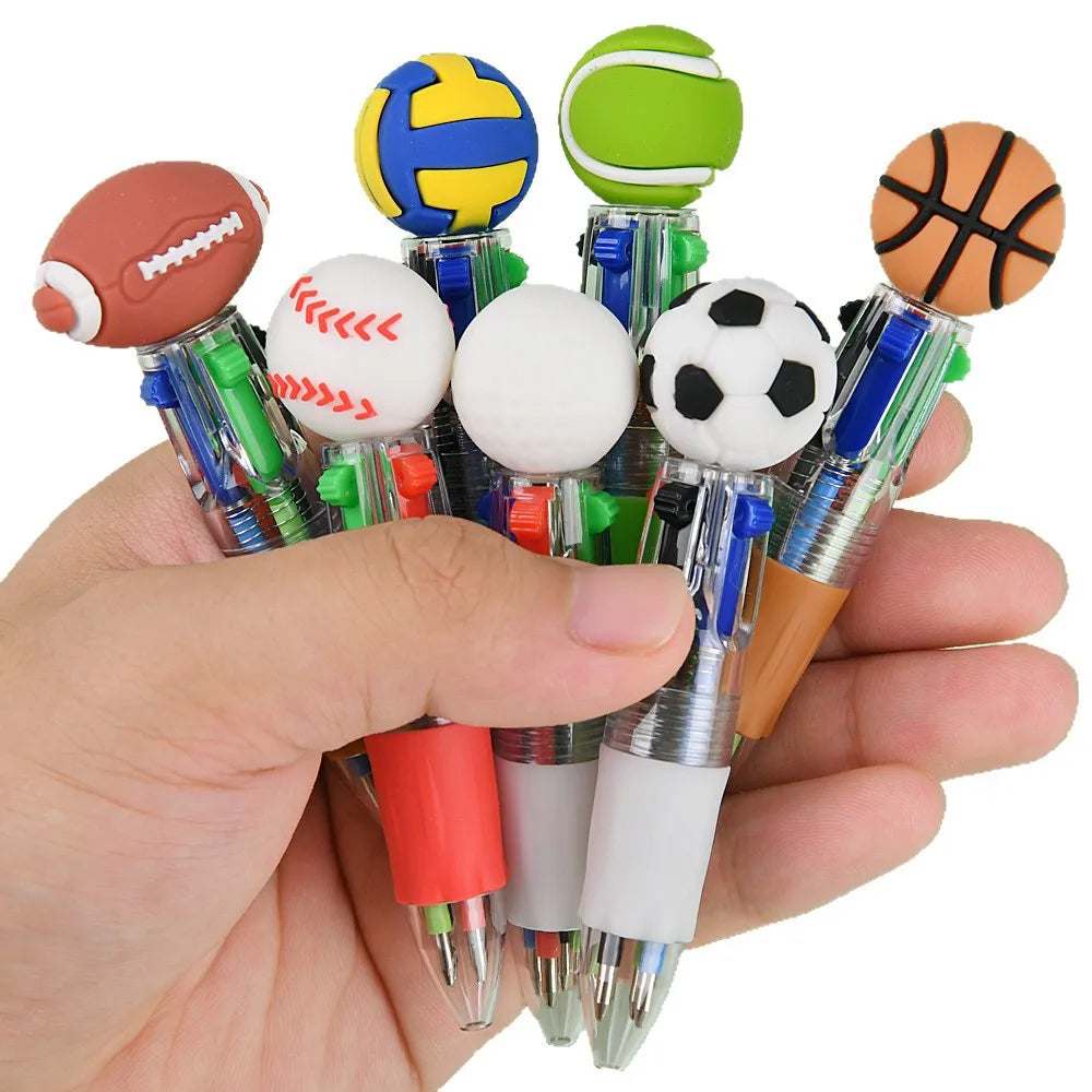 5-20Pcs Football Basketball Football Four Color Pens Football Party Carnival Birthday Wedding Guest New Year School Gift Prizes