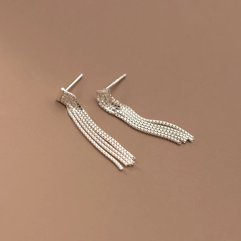 Modian Solid 925 Sterling Silver Long Tassel Summer New Design Dangle Earrings Simple Fashion Drop Ears For Women Jewelry Gifts