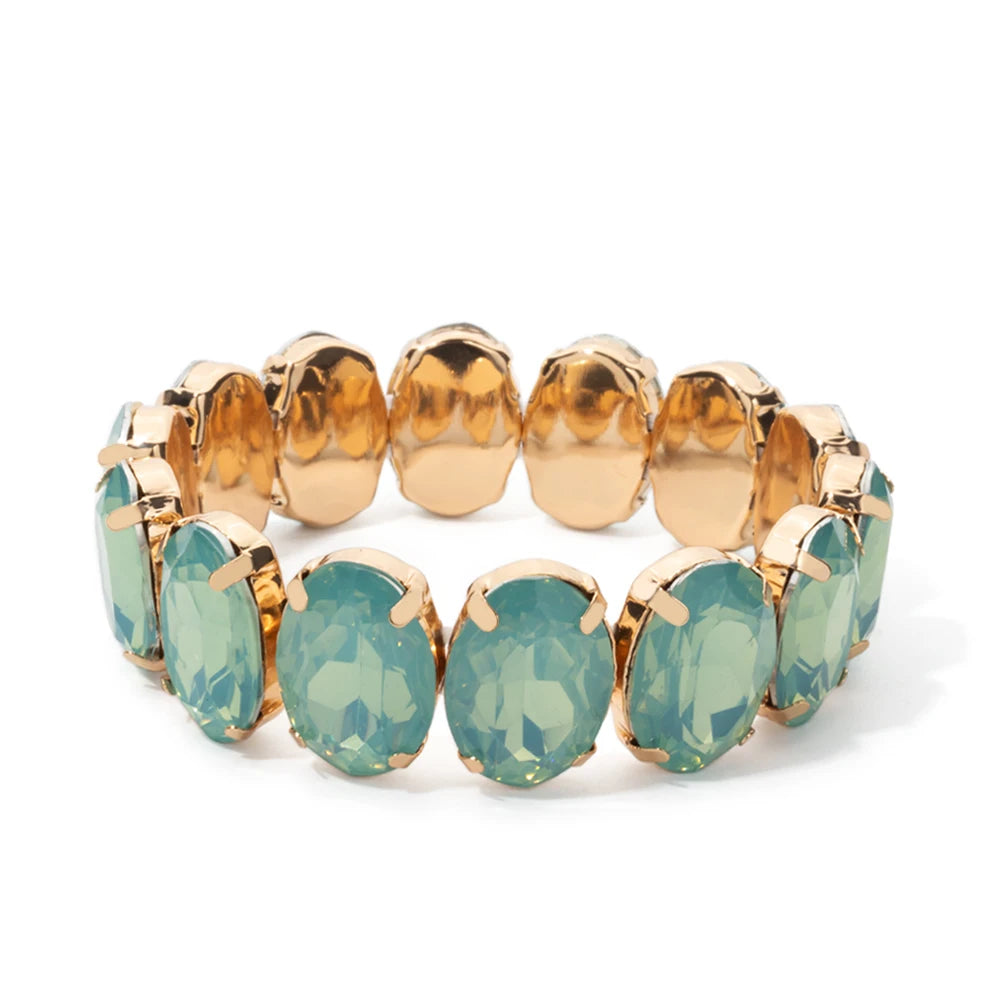 Tejesa  Zirconia Bangle For Women Gold Color Copper Crystal Bracelets Elastic Hand Accessory