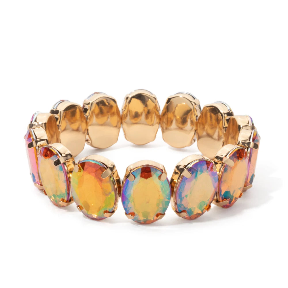 Tejesa Zirconia Bangle For Women Gold Color Crystal Stretchable Bracelets