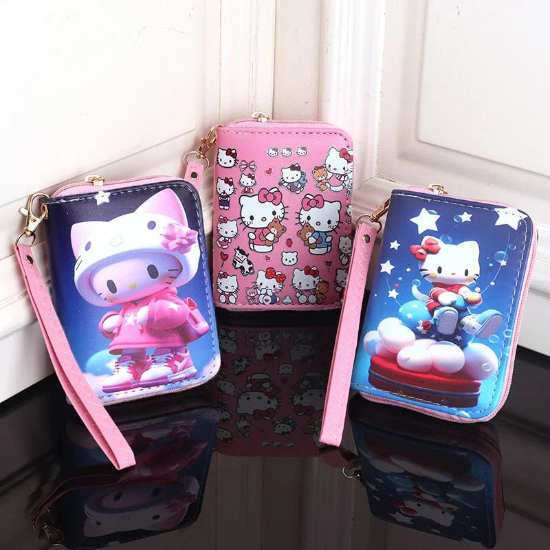 Cartoon Kuromi Short Version Waterproof Money Bag Zipper Coin Purse Multiple Card Slots Wallet Portable Decoration Girl Gift