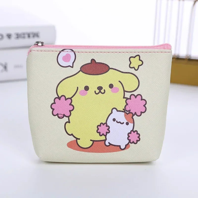 Hello Kitty Purse Coin Purses Cartoon Printed PU Melody Cute Wallet Bag Keychains Storage Bag Sanrio Kuromi Kawaii Mini Pouch