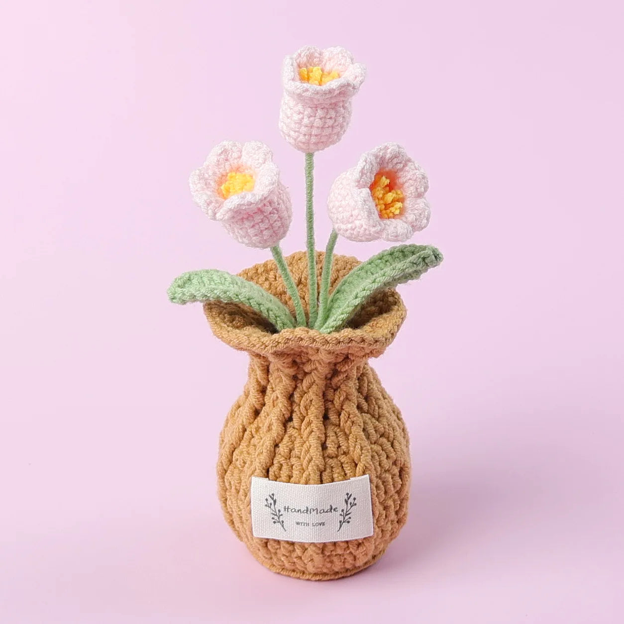 Hemasa Tulips Crochet Flowers with Kintted Potted Sunflowers /Handwoven Plant