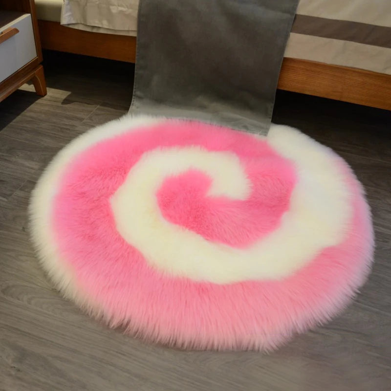 Soft Fluffy Faux Fur Rug Washable Mat Living Room Bedside Shaggy Fur Rugs Small Round Carpets Bedroom Floor Cushion Mats