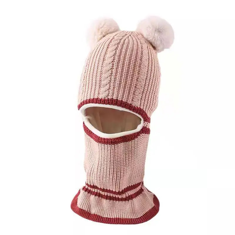 2-5 Years Baby Hats Scarf One-Piece Baby Hat Winter Protection Ears Hats Warm Acrylic For Boys And Girls Infant Toddler Bonnet