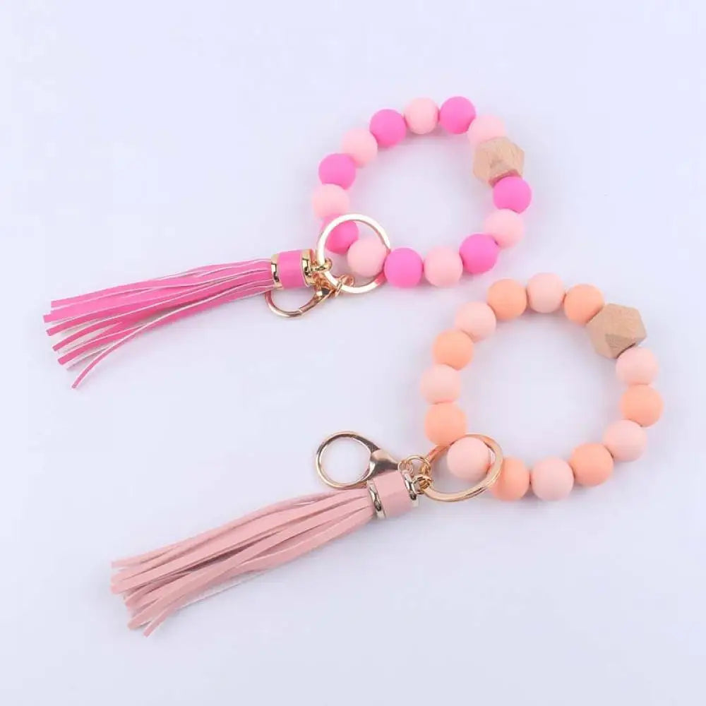 Hemasa Silicone Beads with Tassel  Keychain