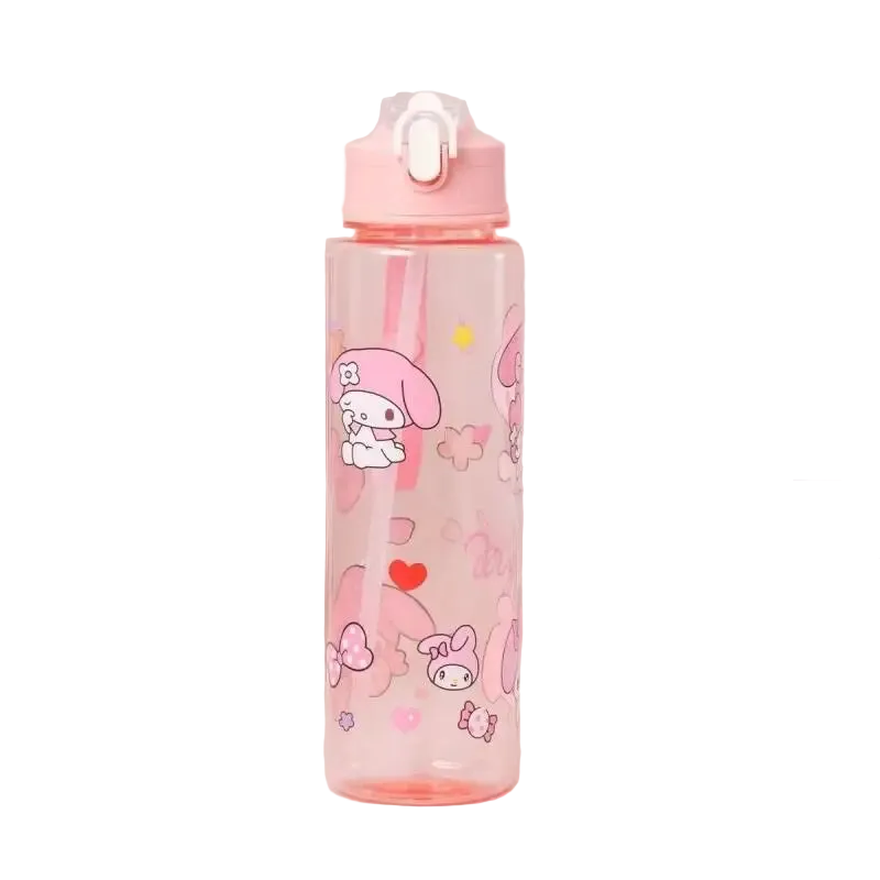 Tejesa Water Cup with Straw / Cute Cartoon Print Water Bottle for Office Home Gift