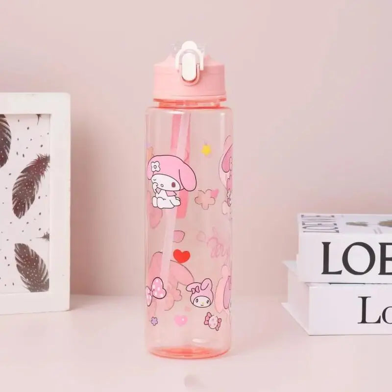 Tejesa Water Cup with Straw / Cute Cartoon Print Water Bottle for Office Home Gift