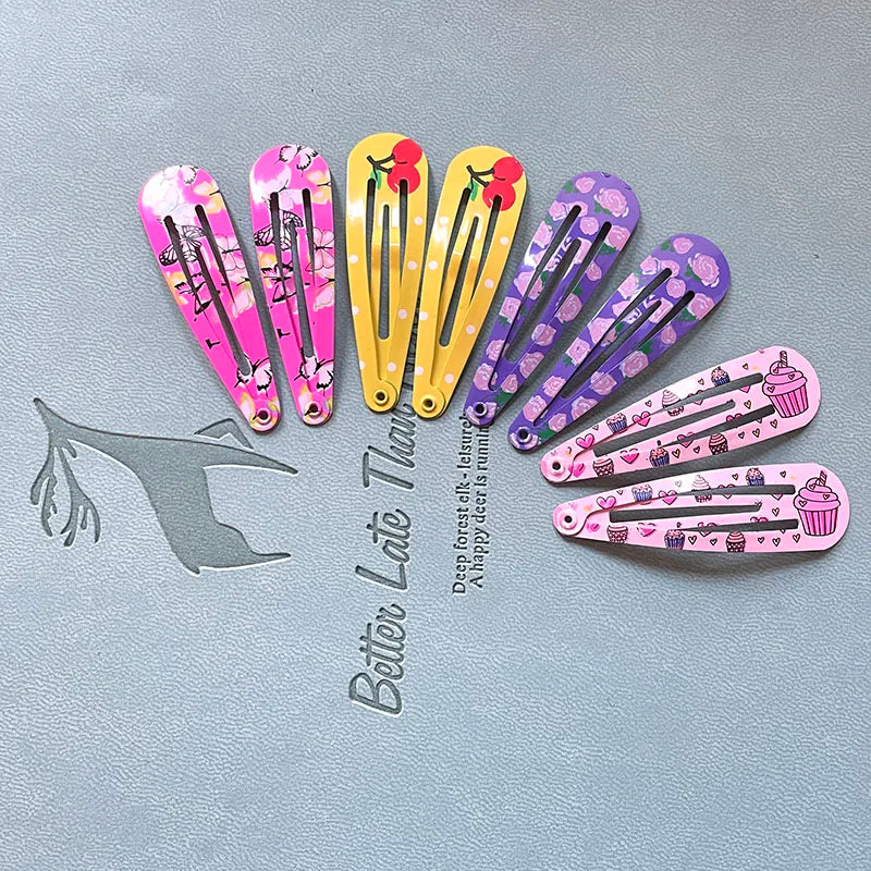Hemasa 30/40Pcs/Set Korean Cartoon Print Snap Hair Clips For Girls Women Hair Accessories Dripping Hairpins Princess Barrette Hairclip