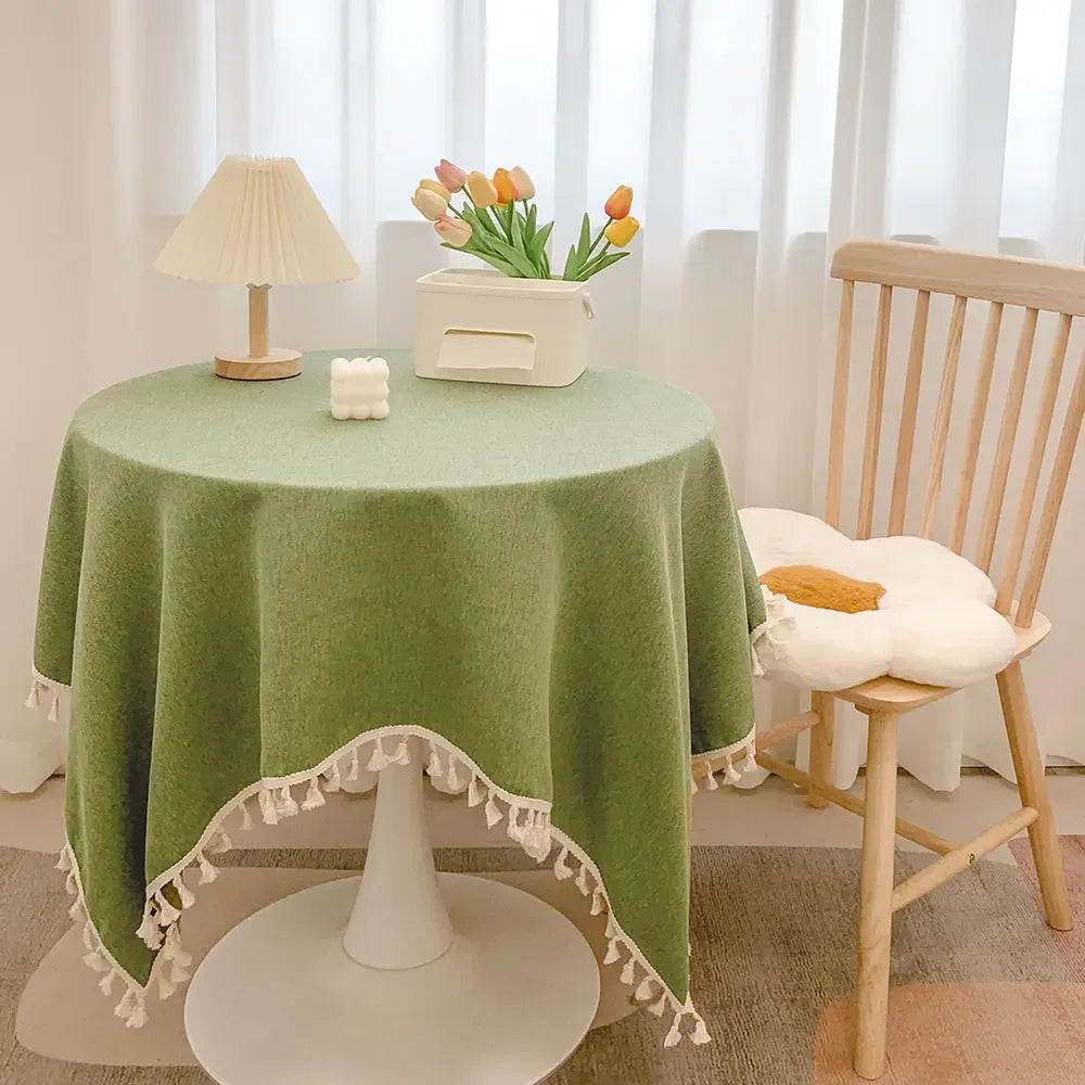 Tassel Tablecloth Kitchen Table Runner Camping Mat Tea Table Cover Wedding Dining Room Decoration 14 Colors