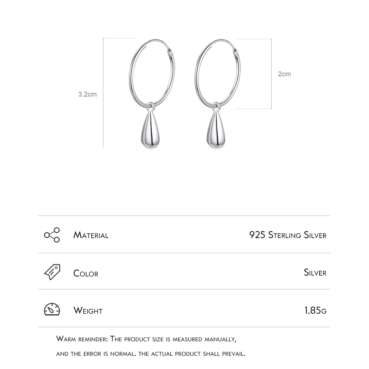 Tejesa 925 Sterling Silver Simple Round Fashion Dangle Earrings  /Smooth Charm Drop Earrings For Women Christmas Gifts