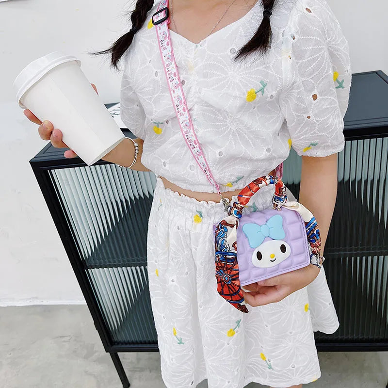 Hello Kitty Girls Purses Children's Bags Pearl Handbag Mini Single Shoulder Crossbody Chain Bag Jelly Sachet Handbags Women Bags