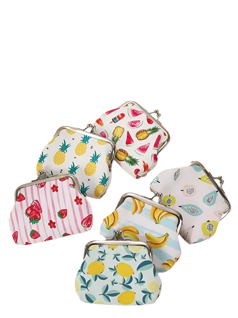 Hemasa 12 PCS Fashion PU Leather Coin Purse Cute Fruit Lemon Lovely Women /Small Change Money Bags Key Holder Case Wallet Mini Pouch