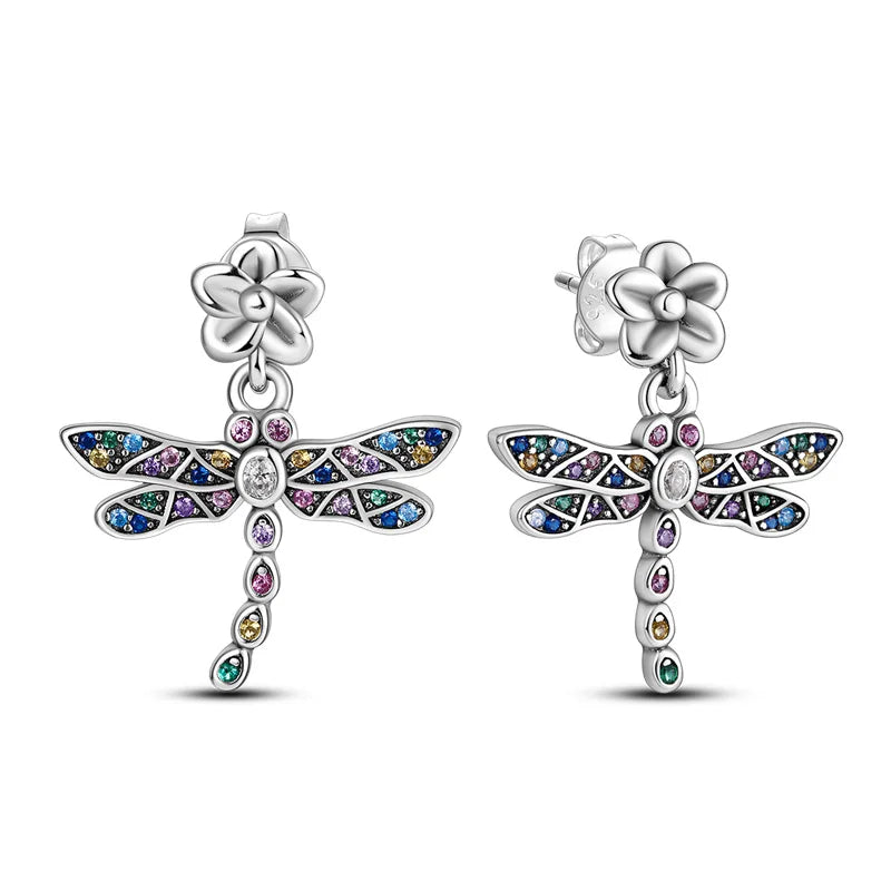 2025 Women's Earrings 925 Silver Butterfly Series Luxury Jewelry CZ Color Party Anniversary Gift