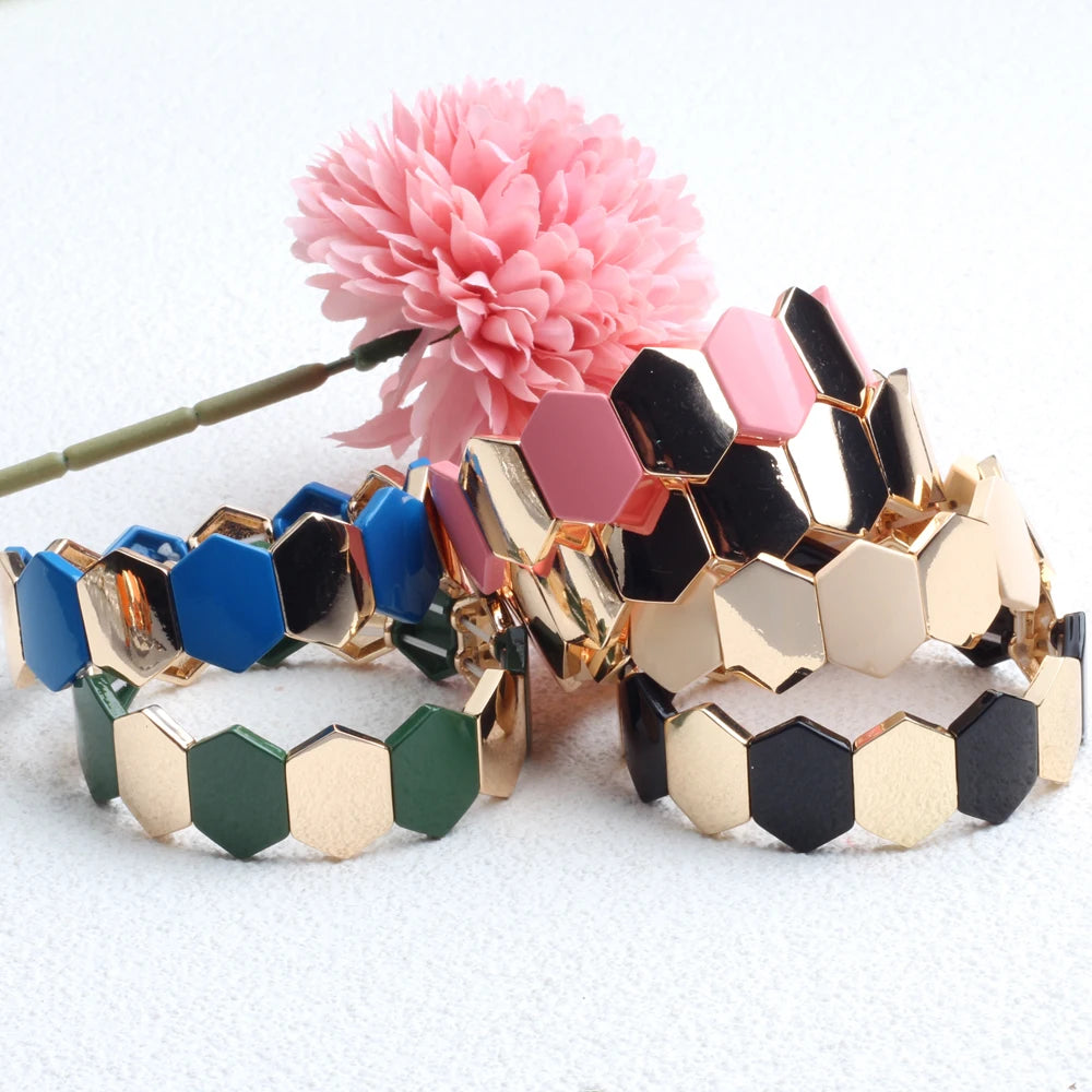 Big Stacked DIY Fashion Enamel Women's Bracelets Bohemian Color Bangle Jewelry Matching Stretch Ladies Bracelet