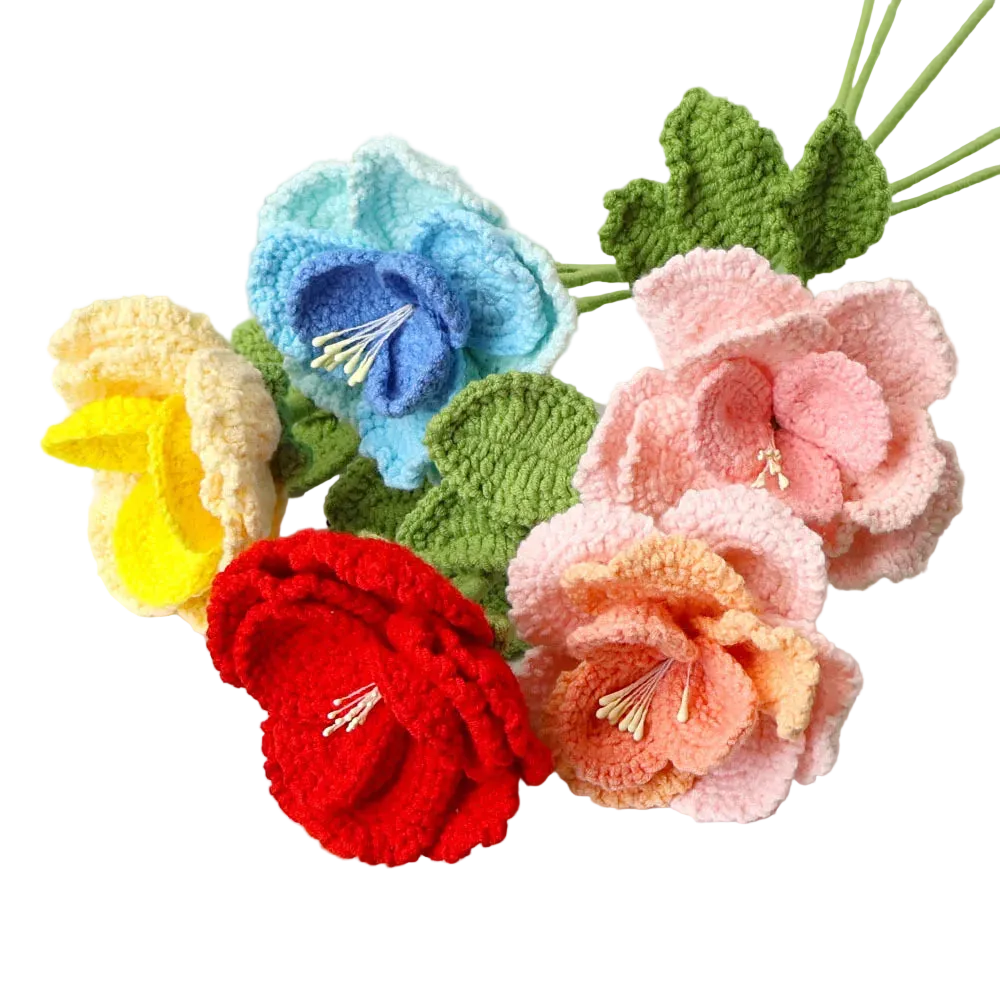 Hemasa 3Pcs  Crochet Bouquet  Knitted  Flowers for Wedding /Artificial Flower Knitting Bouquet Home Decor