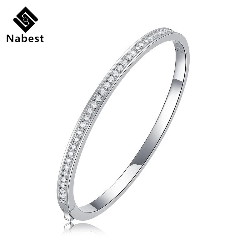 Heamsa Nabest 2mm Luxury 925 Sterling Silver Jewelry Ladies Bangle Tennis Moissanite Diamond Women Bangle & Bracelet Fine Jewelry