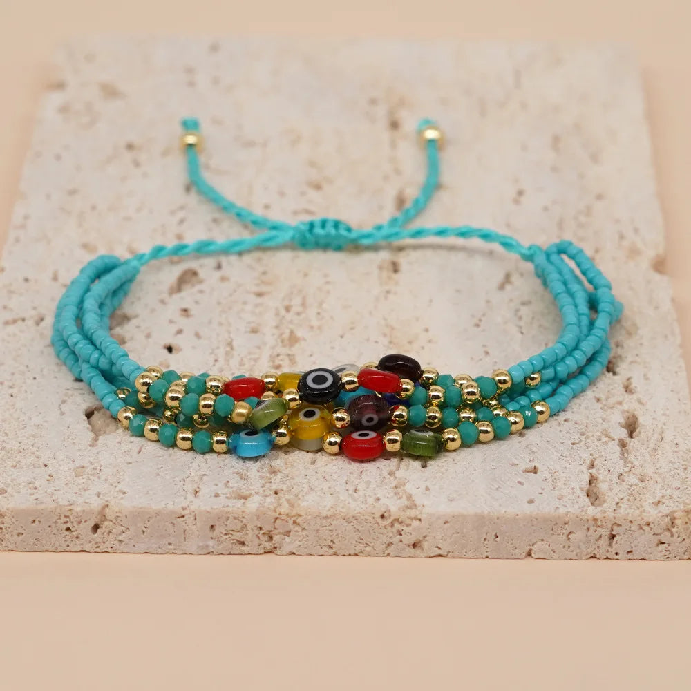 Go2boho Bohemian Seed Beaded Bracelets For Women Colorful Evil Eye Charms Lucky Handmade Jewelry Gifts 2024 New