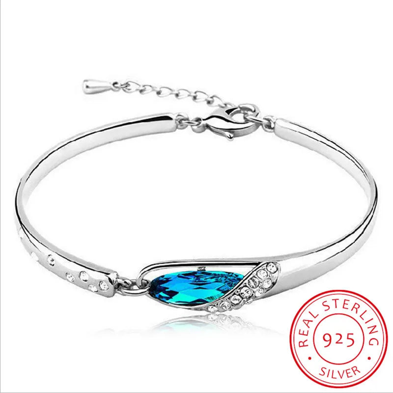 Hot Fashion 925 Sterling Silver Crystal Shoe Bracelet Bangles For Women Silver 925 jewelry pulseira feminina S-B150