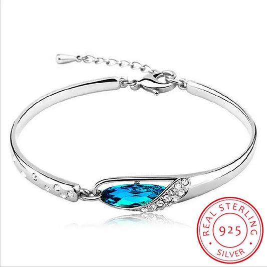 Hot Fashion 925 Sterling Silver Crystal Shoe Bracelet Bangles For Women Silver 925 jewelry pulseira feminina S-B150