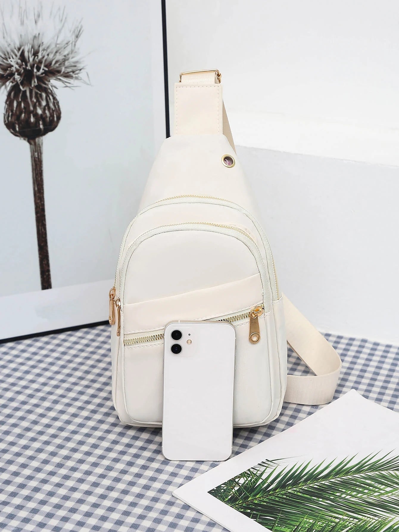 Heamsa Chest Bag Women Sling Bags Crossbody Casual Multi Pockets Sling Messenger Shoulder Bags Outdoor Travel Commuting Satchel Bags