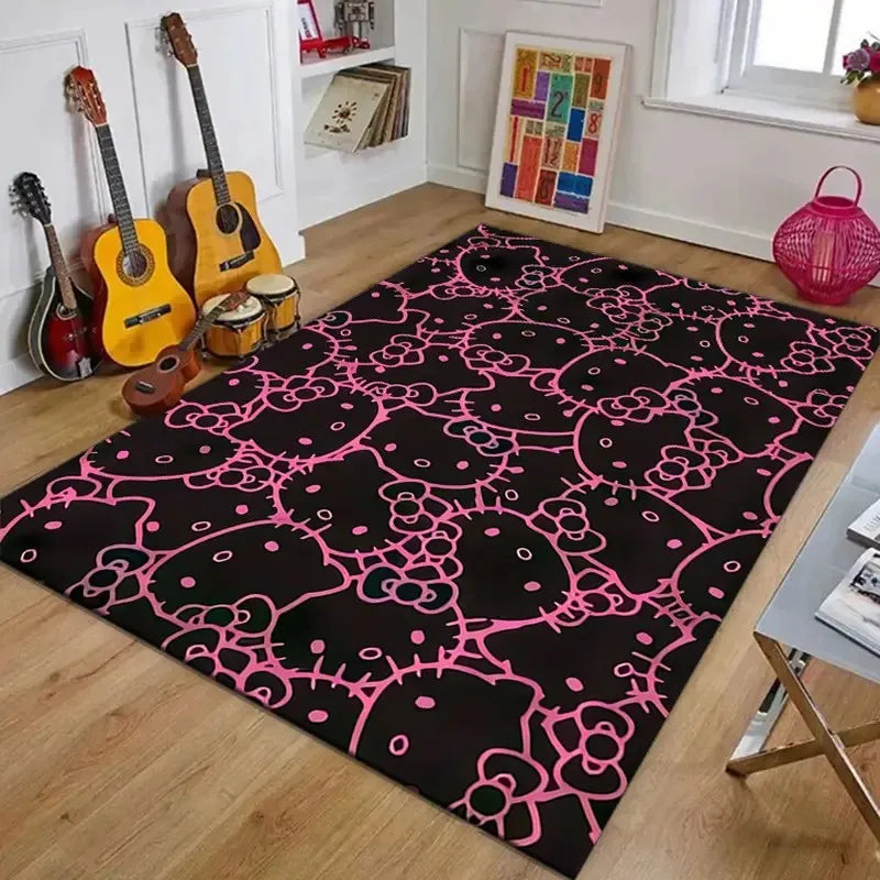 MINISO Sanrio Hello Kitty Cartoon Rug Children Bedroom Room Carpet Home Carpet Full Coffee Table Bedside Living Room Carpet
