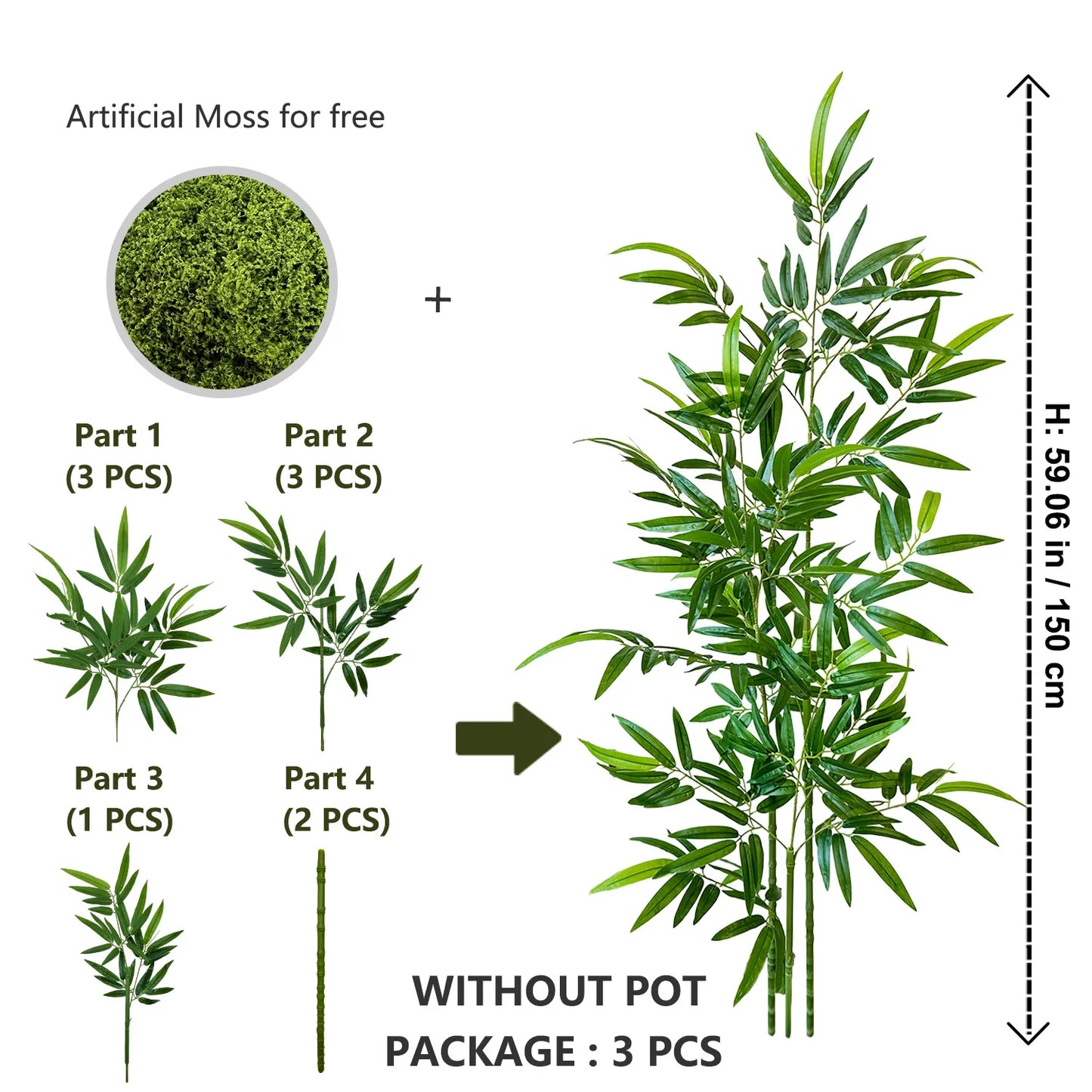 Tejesa 120-240CM New Artificial Green Bamboo Branches plant Fake Plastic indoor outdoor faux plants for Home wedding garden room decor