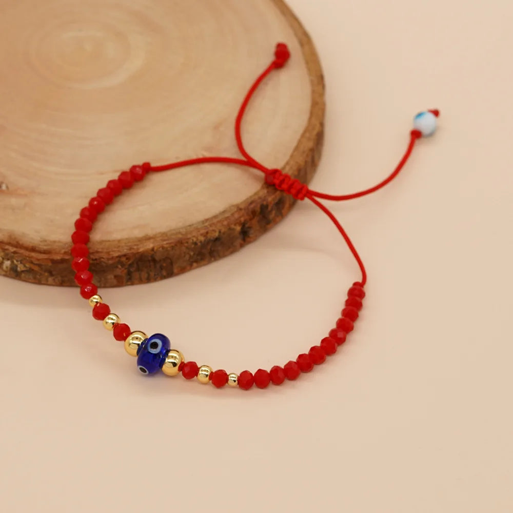 Tejesa Mexican Summer Beach Charm Eye Pulsera Women Bohemian Fashion Jewelry Couple Handmade Friendship Rope Red Crystal Bead Bracelet