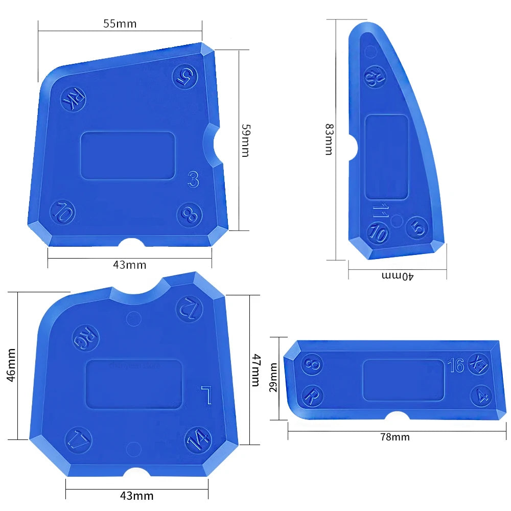 Silicone Plastic Caulking Tool Kit Joint Sealant Spreader Spatula Scraper for Tile Window Grout Edge Removal Construction Tools