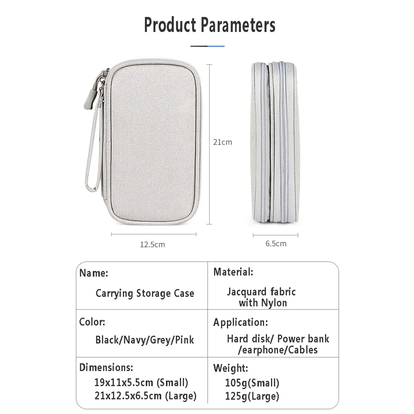 Tejesa Travel Cable Storage Bag Portable WaterProof Electronic Digital Organizer USB Data Line Charger Plug Storage Bag Cable Organizer