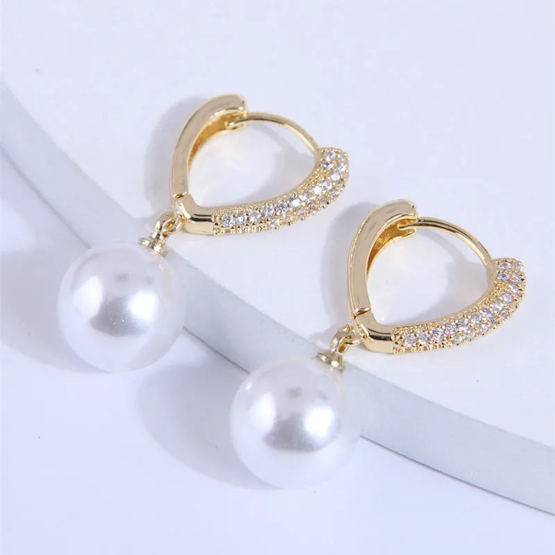 Hemasa Cubic Zirconia Pearl   Earrings For Women