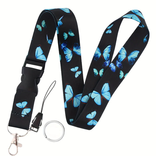 Tejesa  Monarch Butterfly Neck Breakaway Teacher Lanyard for ID Badge Holder, keys,Keychain with Buckle