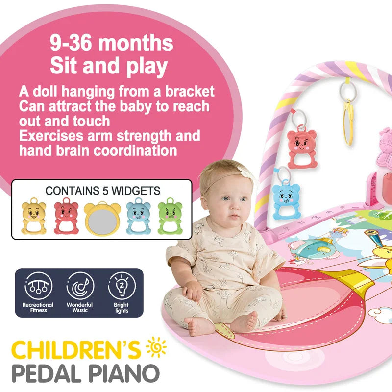 Tejesa Baby Fitness Stand Music Play Gym Activity Toys/ Newborn Piano Crawling Blanket Pedal Game Pad Early Education 0-36 Months Gifts