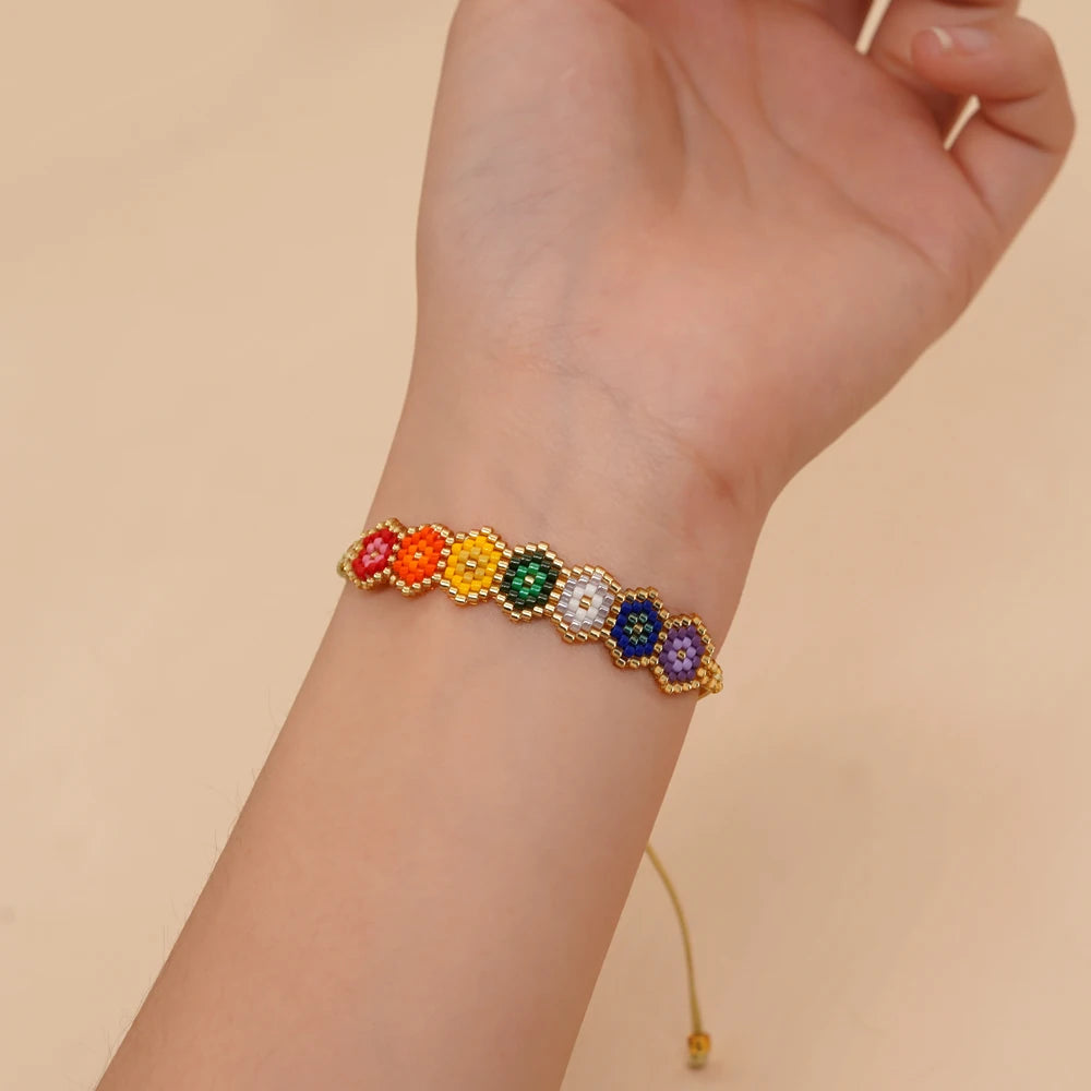 Go2boho Rainbow Colorful Evil Eye Beaded Bracelets For Women Miyuki Beads Handmade Woven Bracelet Boho Fashion 2023 New In
