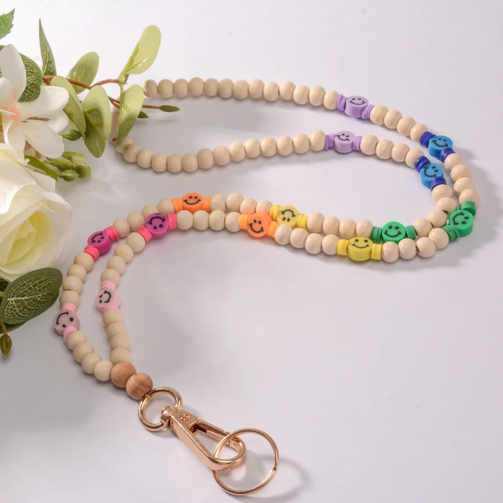 Hemasa New Fashion Wood Beads Necklace Keychains lanyard for Women /Girls