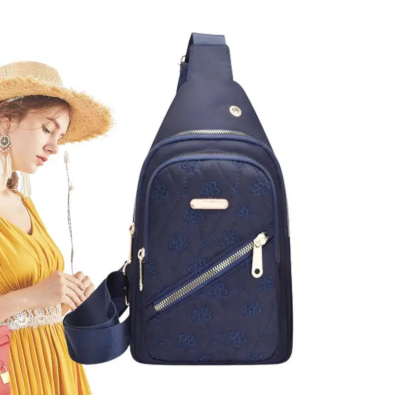 Hemasa Womens Sling Bags Crossbody Sports Sling Backpack Chest Bag Waterproof Oxford Cloth Crossbody Purse With Earphone Hole Sling Bag