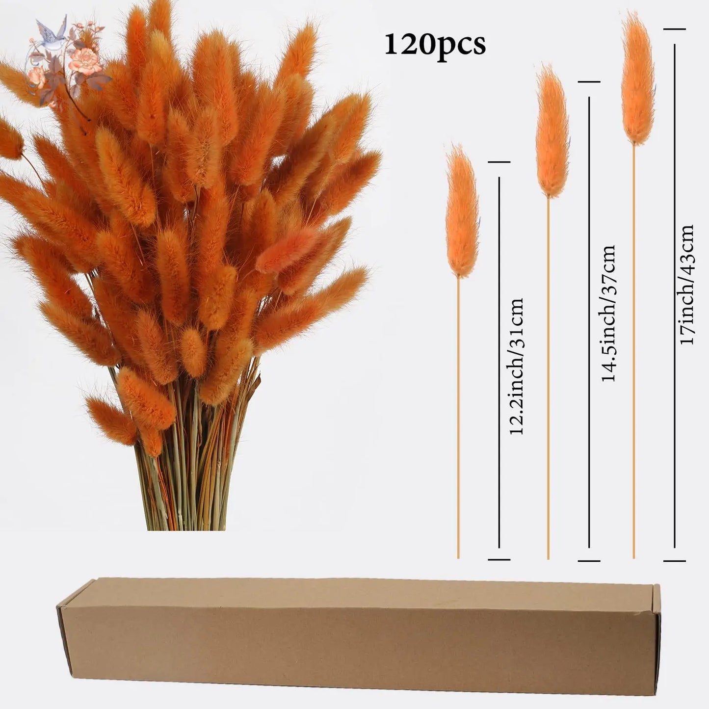 120Pcs Dried Rabbit Tail Flower Bouquet Wedding Floral Natural Bunny Tails Grass Artificial Lagurus Ovatus Christmas Decoration