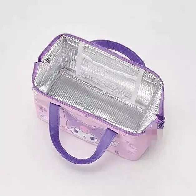 Hemasa  Thermal Bag Cartoon Kuromi Insulation Cold Storage Fresh-keeping Bag Lunch Bag Bento Lunch Box Bag